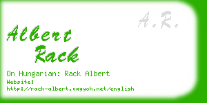 albert rack business card